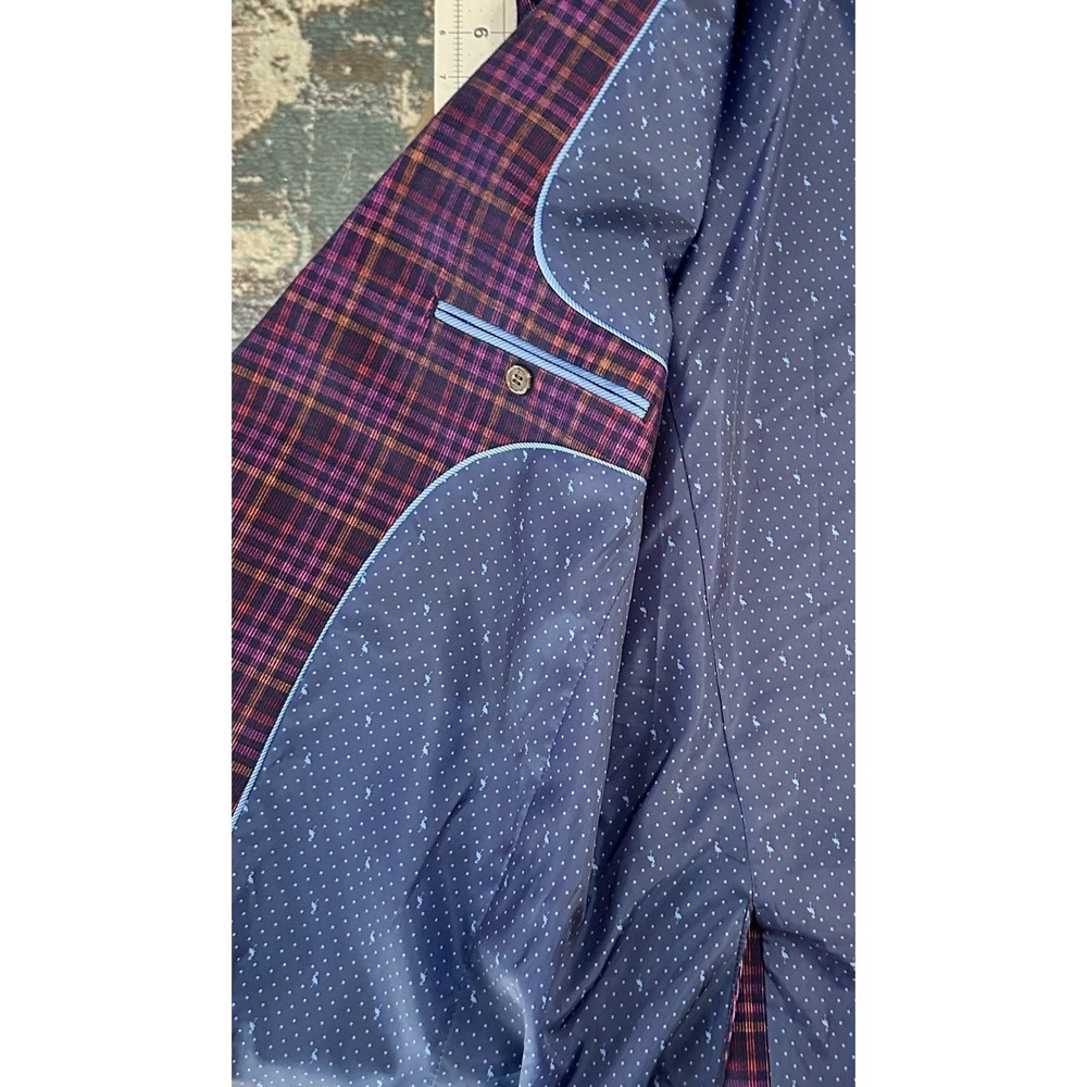 Tailorbyrd Purple Orange Navy 100% Cotton Corduroy Blazer Lined Size Mens 42L - Picture 9 of 10